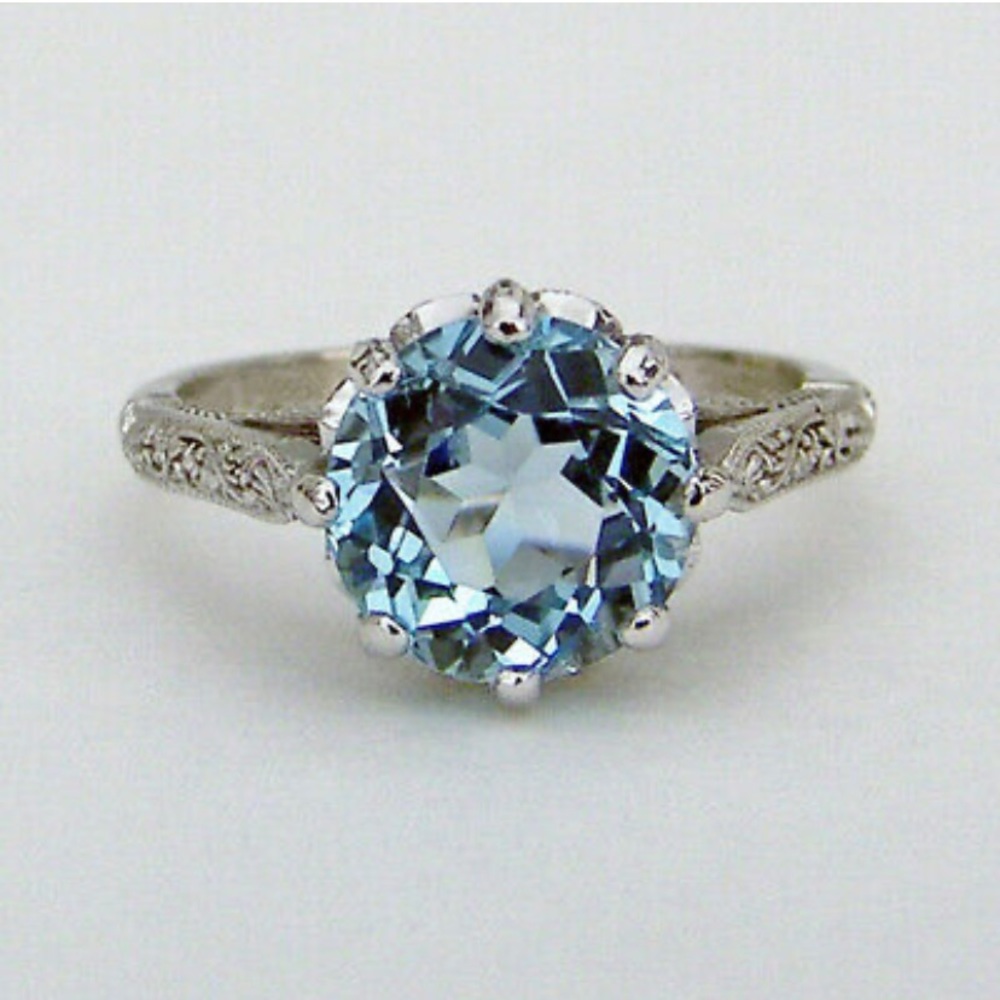 NWT 925 STERLING SILVER DIAMOND BLUE STONE RING